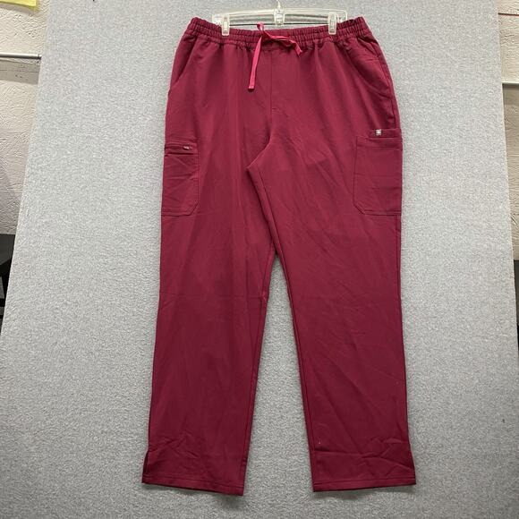 Figs Pants - FIGS Dowa High Waisted Relaxed Straight Leg Scrub Pants 3XL Tall Raspberry Berry